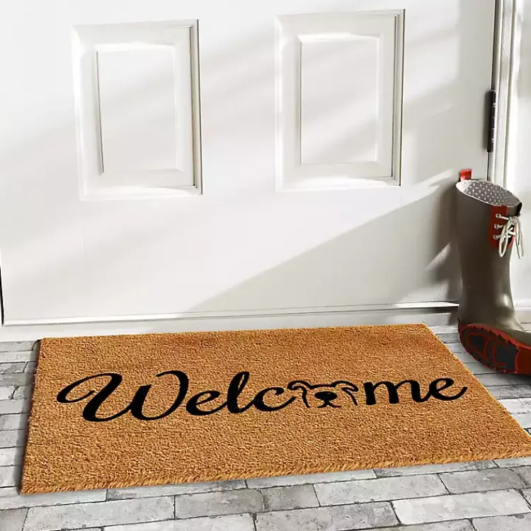 Kirklands Home Welcome Dog Coir Doormat Hot