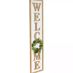 Kirklands Home Welcome Eucalyptus Wreath Porch Board White