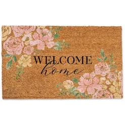 Kirklands Home Welcome Home Pink Floral Doormat Outlet