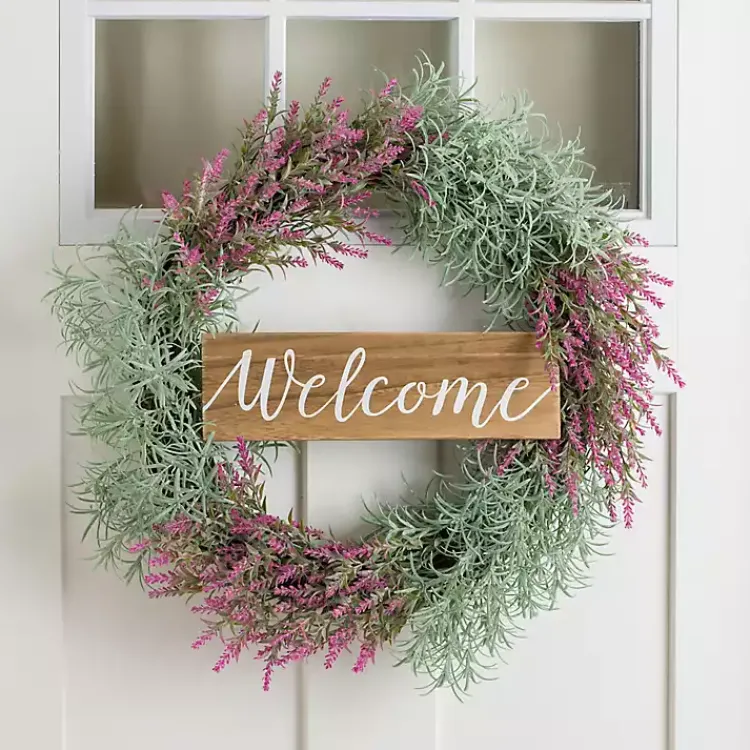 Wreaths>Kirklands Home Welcome Pink Lavender Wreath
