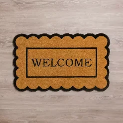 Kirklands Home Welcome Scalloped Edge Doormat Brown New