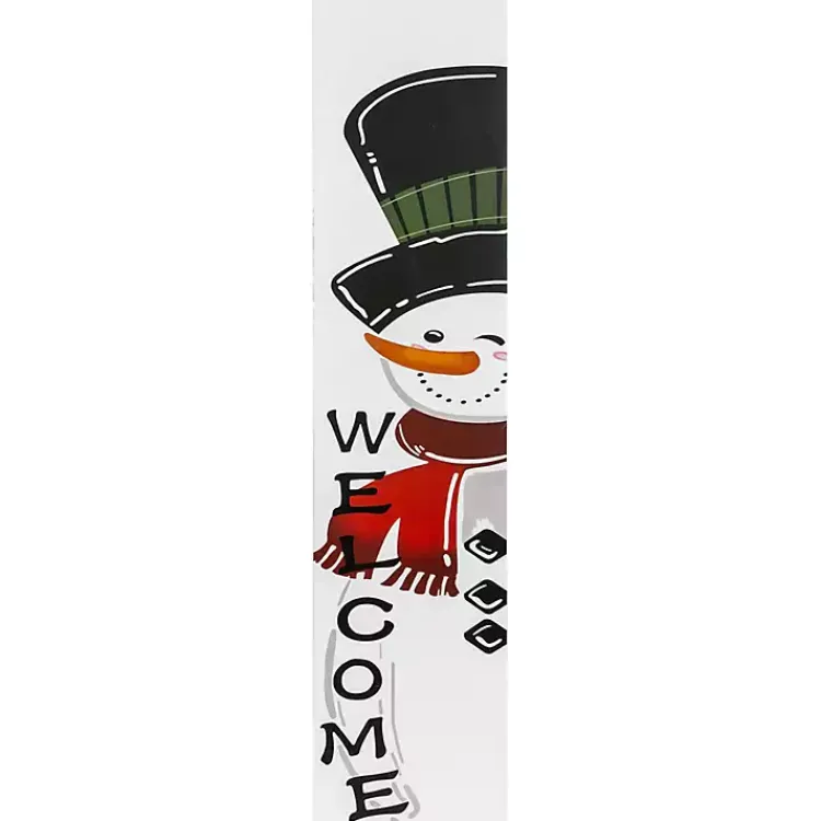 Outdoor Christmas Decorations>Kirklands Home Welcome Snowman Christmas Porch Board