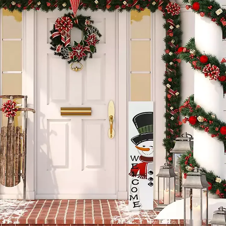 Outdoor Christmas Decorations>Kirklands Home Welcome Snowman Christmas Porch Board