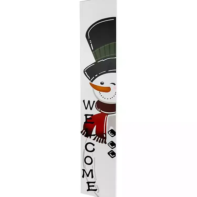 Outdoor Christmas Decorations>Kirklands Home Welcome Snowman Christmas Porch Board