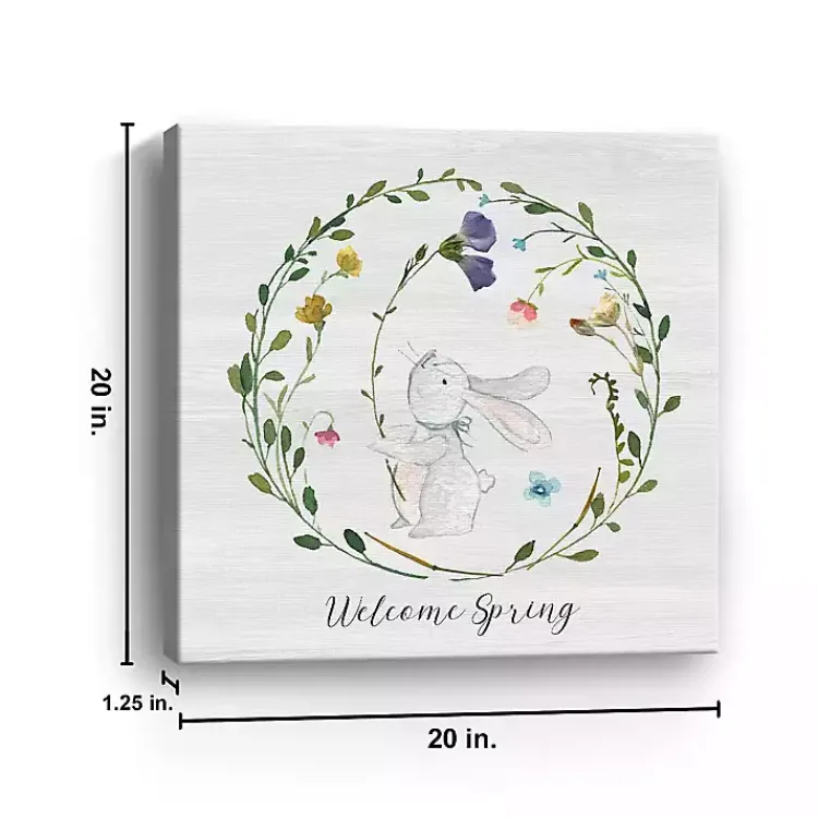 Easter Decorations>Kirklands Home Welcome Spring Bunny Wreath Canvas Art Print