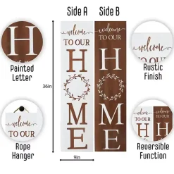 Kirklands Home Welcome to Our Home Wreath Two-Sided Porch Board Clearance