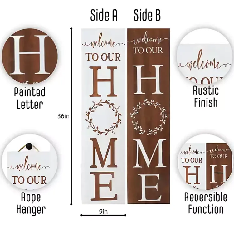 Kirklands Home Welcome to Our Home Wreath Two-Sided Porch Board Clearance