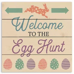 Easter Decorations>Kirklands Home Welcome to the Egg Hunt Wood Wall Plaque