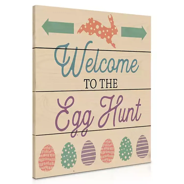 Easter Decorations>Kirklands Home Welcome to the Egg Hunt Wood Wall Plaque