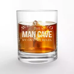 Kirklands Home Welcome to the Man Cave Whiskey Glasses, Set of 2 Clear Discount