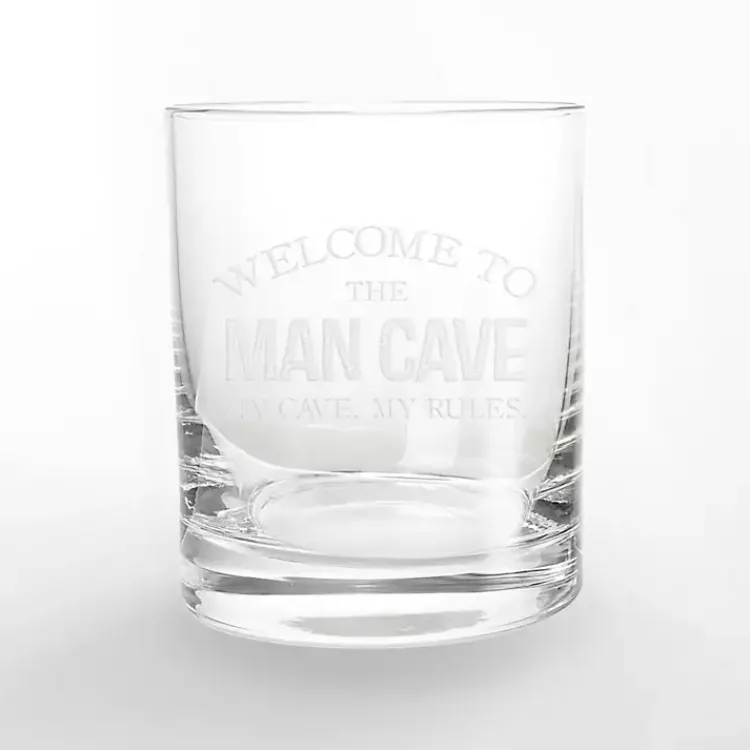 Kirklands Home Welcome to the Man Cave Whiskey Glasses, Set of 2 Clear Discount