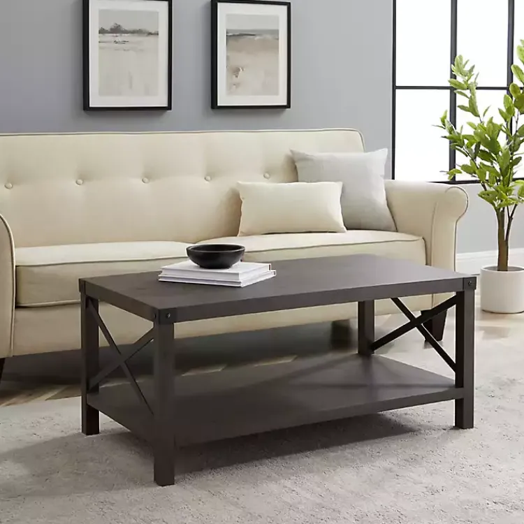 Kirklands Home Wenge Sable Gray X-Frame Coffee Table Discount