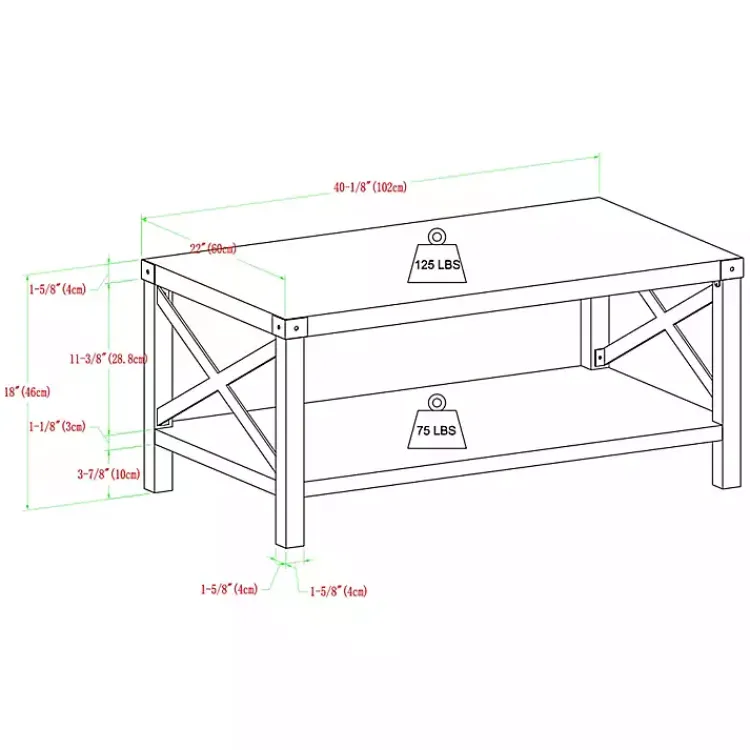Kirklands Home Wenge Sable Gray X-Frame Coffee Table Discount