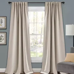 Kirklands Home Wheat Back Tab Blackout Curtain Panel Set, 84 in. Tan Clearance