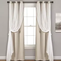 Kirklands Home Wheat Curtain Panel Set with Overlay, 95 in. New