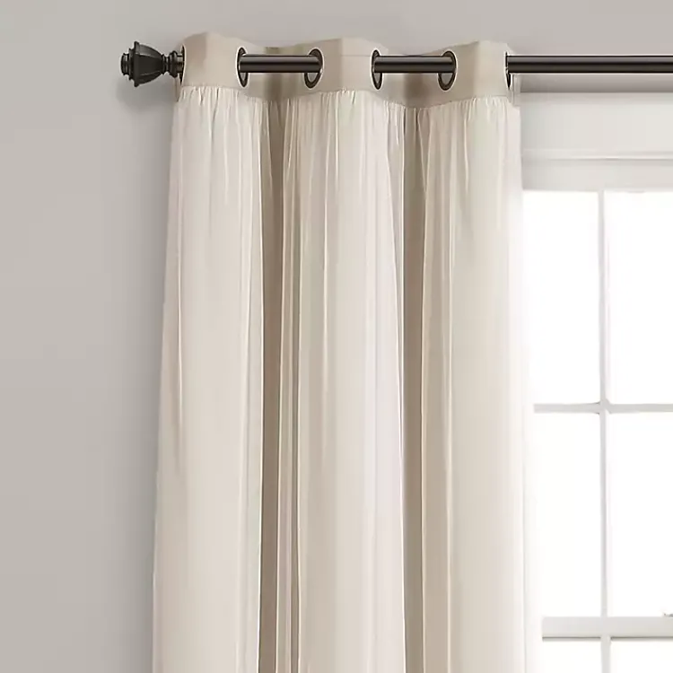 Kirklands Home Wheat Curtain Panel Set with Overlay, 95 in. New