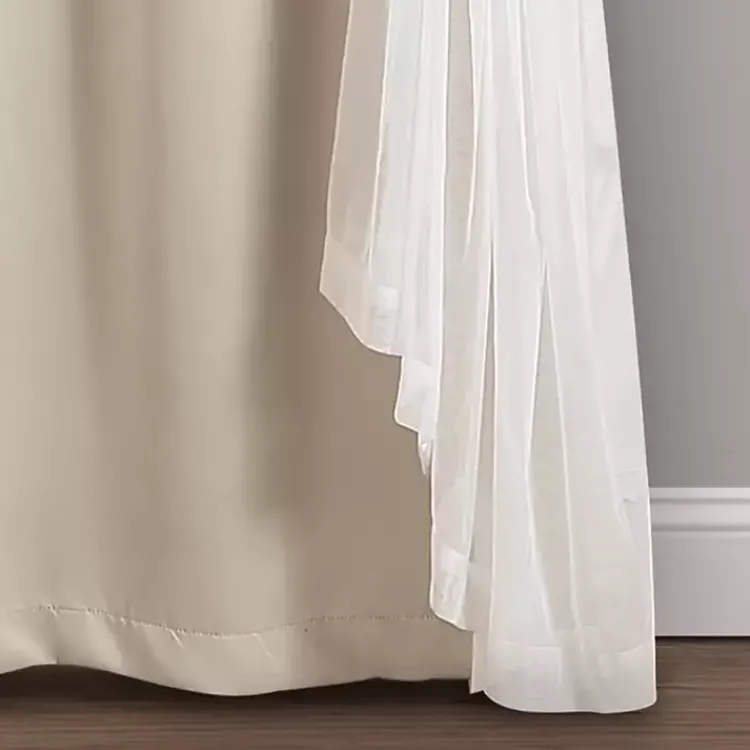 Kirklands Home Wheat Curtain Panel Set with Overlay, 108 in. Ivory Best