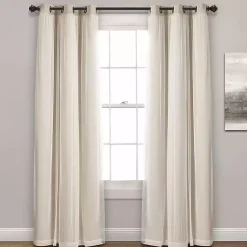 Kirklands Home Wheat Curtain Panel Set with Overlay, 120 in. Ivory Clearance