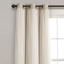 Kirklands Home Wheat Curtain Panel Set with Overlay, 120 in. Ivory Clearance