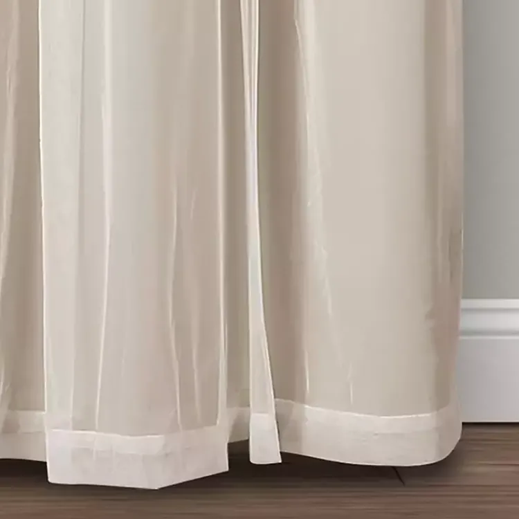 Kirklands Home Wheat Curtain Panel Set with Overlay, 120 in. Ivory Clearance