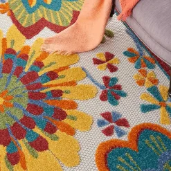 Kirklands Home Whimsical Flowers Outdoor Area Rug, 6x9 Multi Best