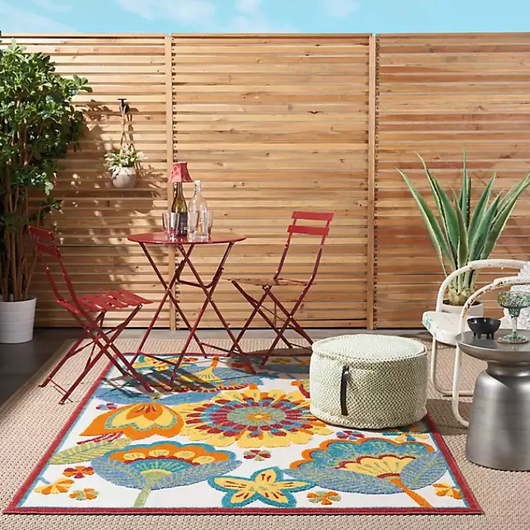 Kirklands Home Whimsical Flowers Outdoor Area Rug, 6x9 Multi Best