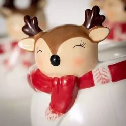 Christmas Dining & Entertaining>Kirklands Home Whimsical Reindeer Ceramic Containers, Set of 3 White
