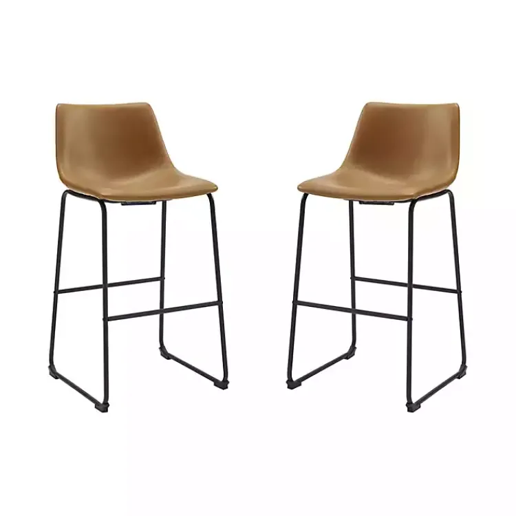 Kirklands Home Whiskey Faux Leather Bar Stools, Set of 2 Brown Outlet
