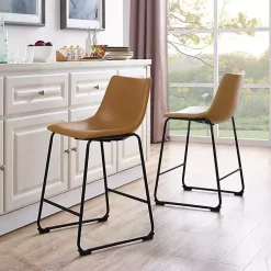 Kirklands Home Whiskey Faux Leather Counter Stools, Set of 2 Brown Discount