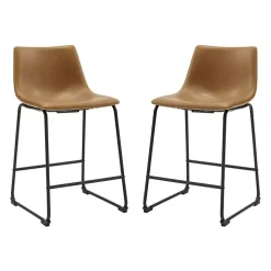 Kirklands Home Whiskey Faux Leather Counter Stools, Set of 2 Brown Discount