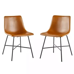 Kirklands Home Whiskey Faux Leather Scoop Dining Chairs, Set of 2 Brown Online