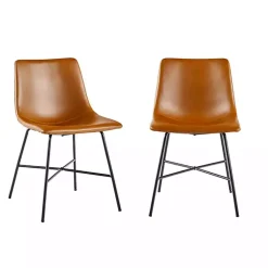 Kirklands Home Whiskey Faux Leather Scoop Dining Chairs, Set of 2 Brown Online