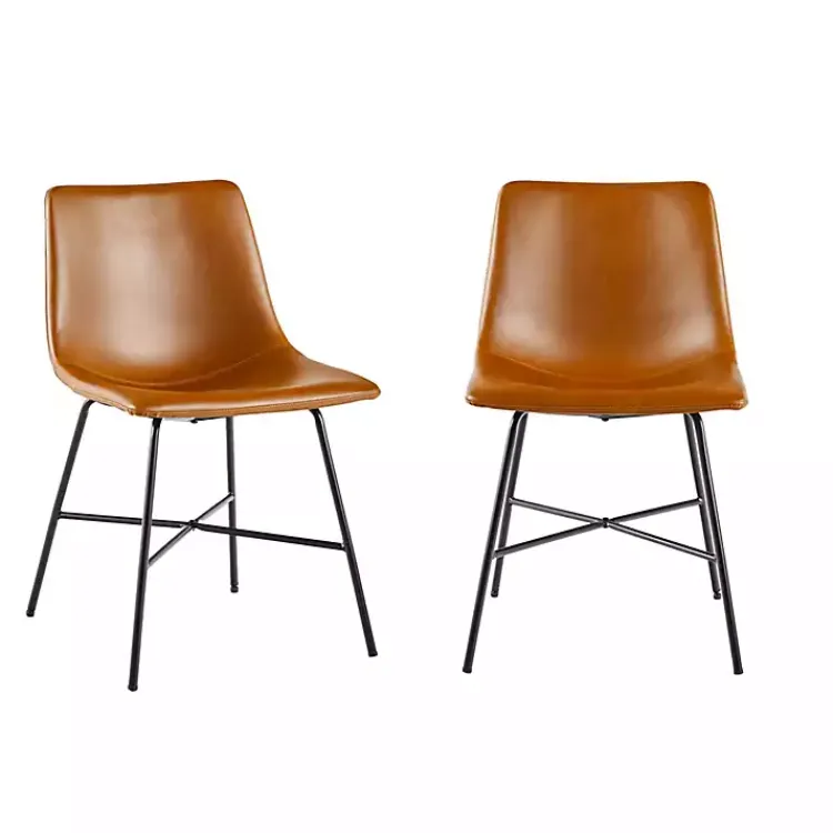 Kirklands Home Whiskey Faux Leather Scoop Dining Chairs, Set of 2 Brown Online