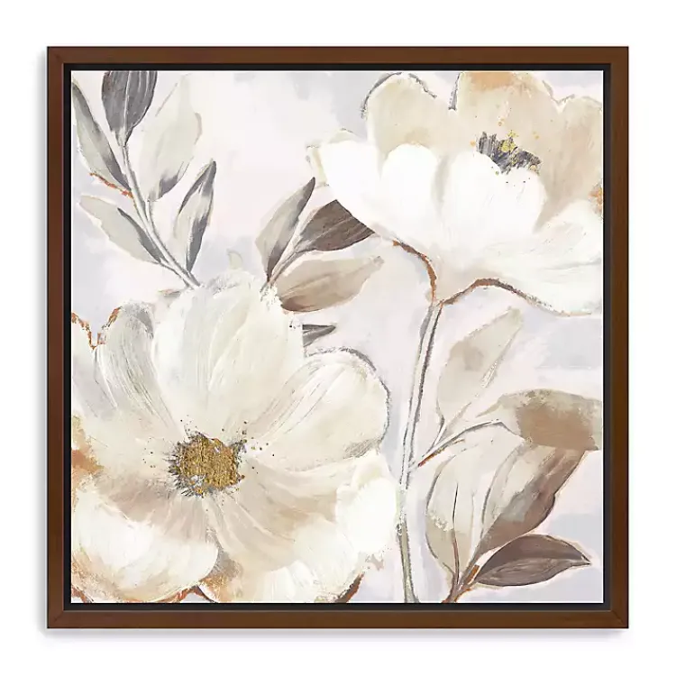 Kirklands Home Whisper White Florals Framed Canvas Art Print Discount