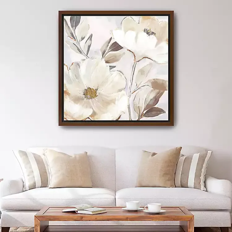 Kirklands Home Whisper White Florals Framed Canvas Art Print Discount