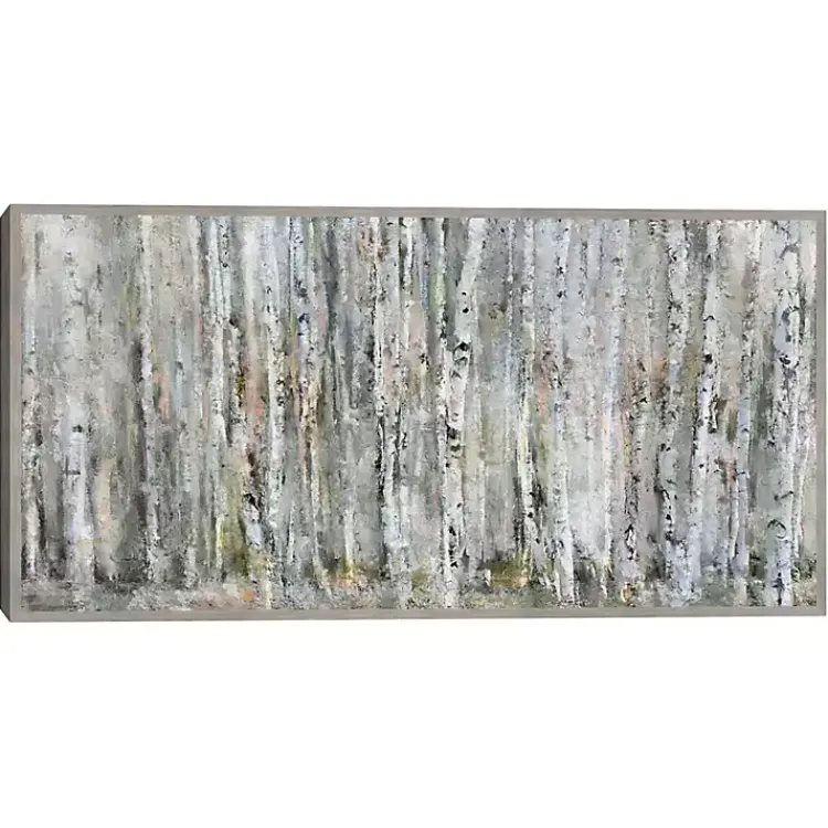 Kirklands Home Whispering Birch Framed Canvas Art Print Gray Sale