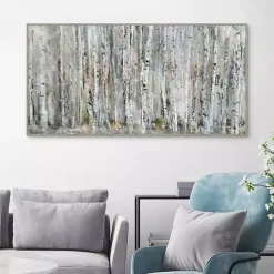 Kirklands Home Whispering Birch Framed Canvas Art Print Gray Sale