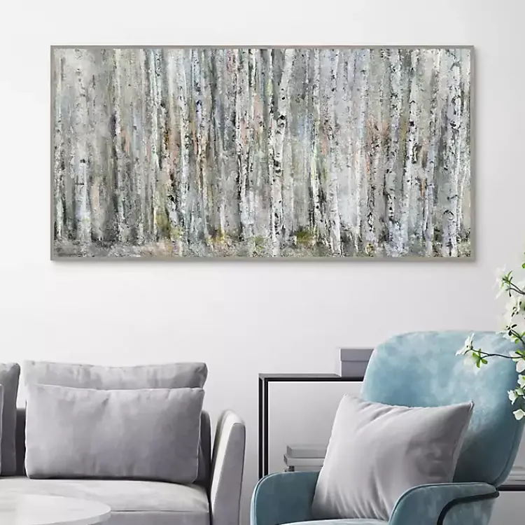 Kirklands Home Whispering Birch Framed Canvas Art Print Gray Sale