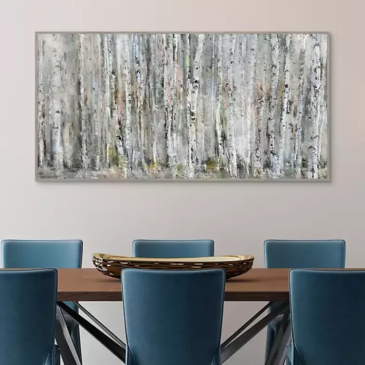 Kirklands Home Whispering Birch Framed Canvas Art Print Gray Sale