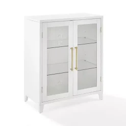 Kirklands Home & Gold Glass Door Storage Cabinet White Clearance