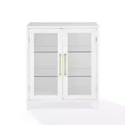 Kirklands Home & Gold Glass Door Storage Cabinet White Clearance