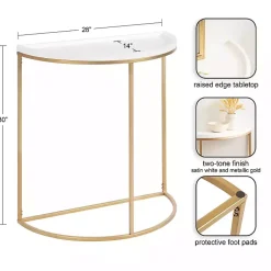 Kirklands Home & Gold Half Moon Dorrah Accent Table White Sale