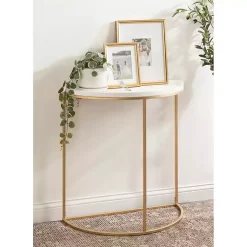 Kirklands Home & Gold Half Moon Dorrah Accent Table White Sale
