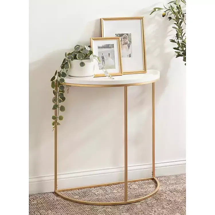 Kirklands Home & Gold Half Moon Dorrah Accent Table White Sale