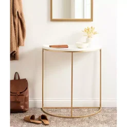 Kirklands Home & Gold Half Moon Dorrah Accent Table White Sale
