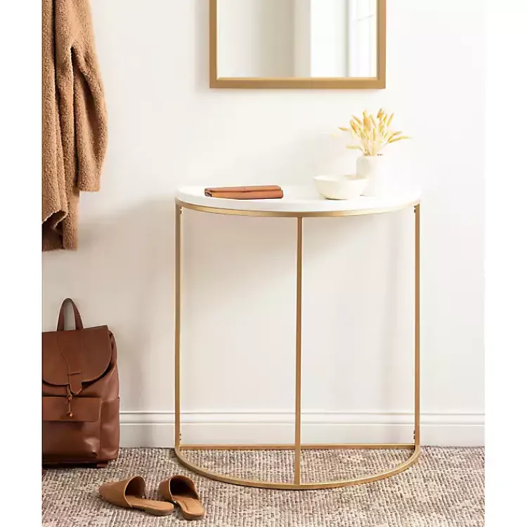 Kirklands Home & Gold Half Moon Dorrah Accent Table White Sale