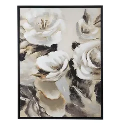 Kirklands Home White & Gray Garden Flowers Framed Canvas Print Discount