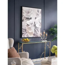 Kirklands Home White & Gray Garden Flowers Framed Canvas Print Discount