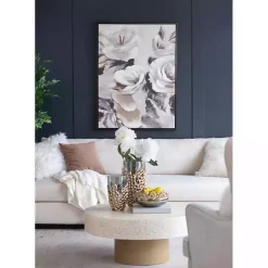 Kirklands Home White & Gray Garden Flowers Framed Canvas Print Discount