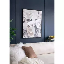 Kirklands Home White & Gray Garden Flowers Framed Canvas Print Discount